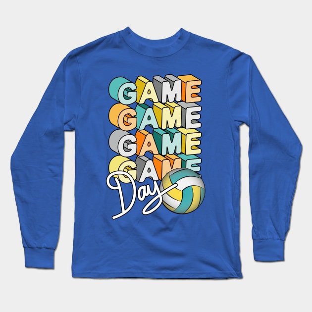 Game Day Volleyball Art Long Sleeve T-Shirt by Designoholic